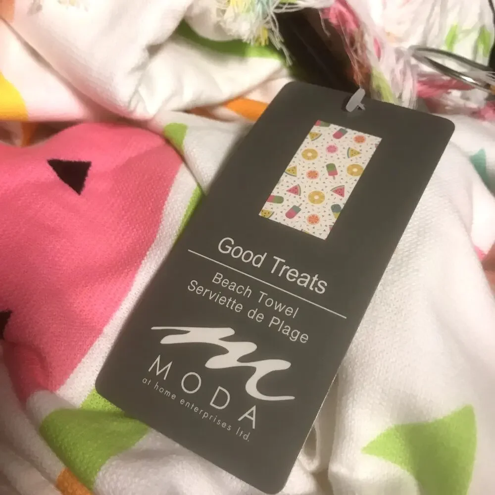 MODA NWT Good Treats Fringe Summer Beach Towel bLANKET Multi LARGE cruise pool